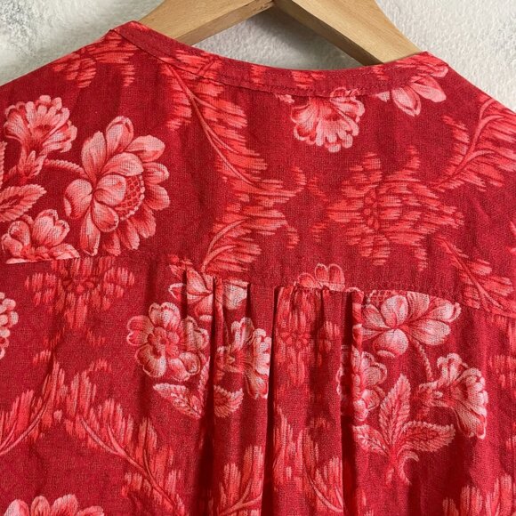Anthropologie Akemi + Kin Womens Small Coconino Red Floral Button Up Blouse Top - Picture 10 of 11